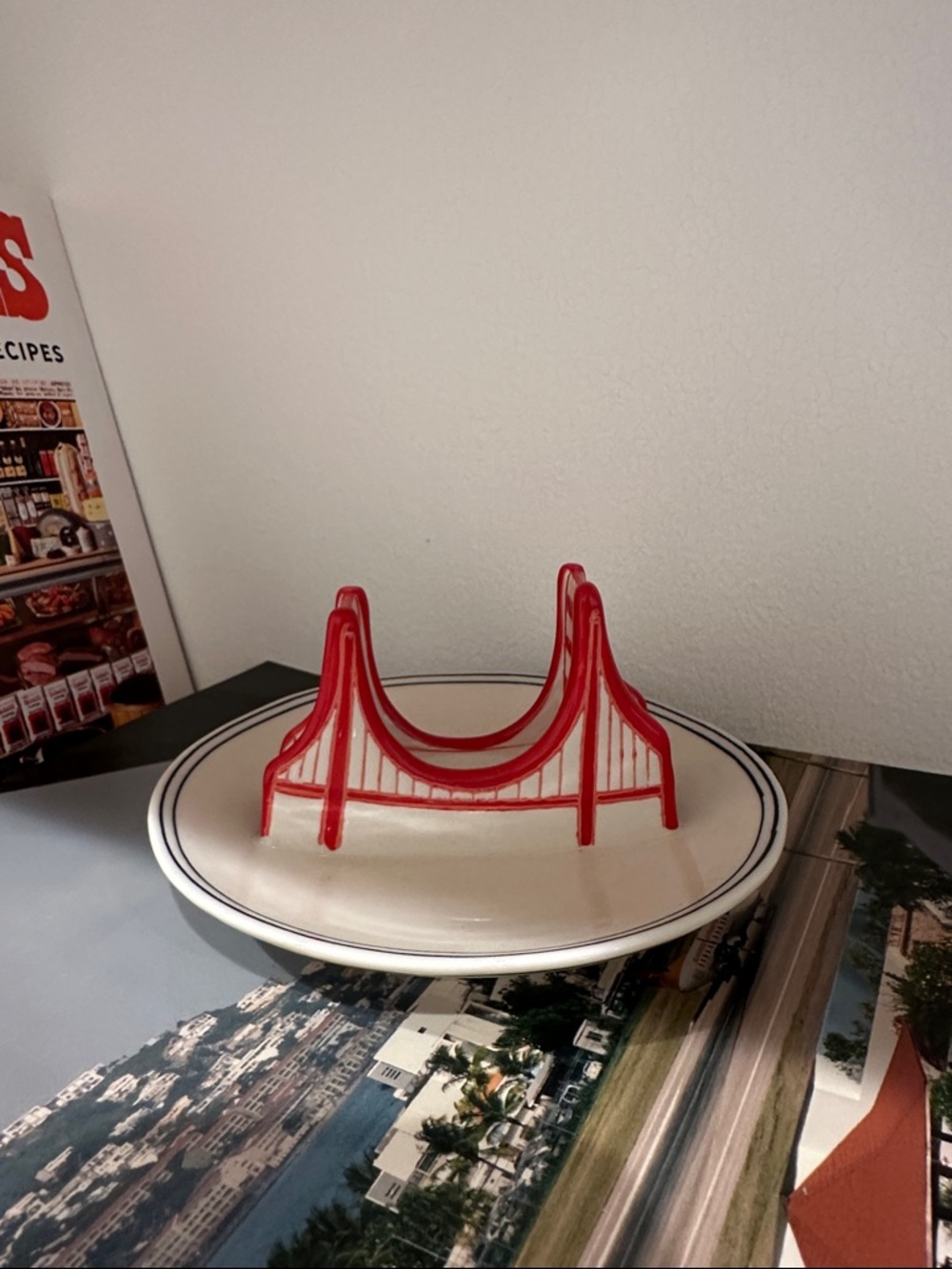 Anthropologie White Ceramic Trinket Plate with Script Logo